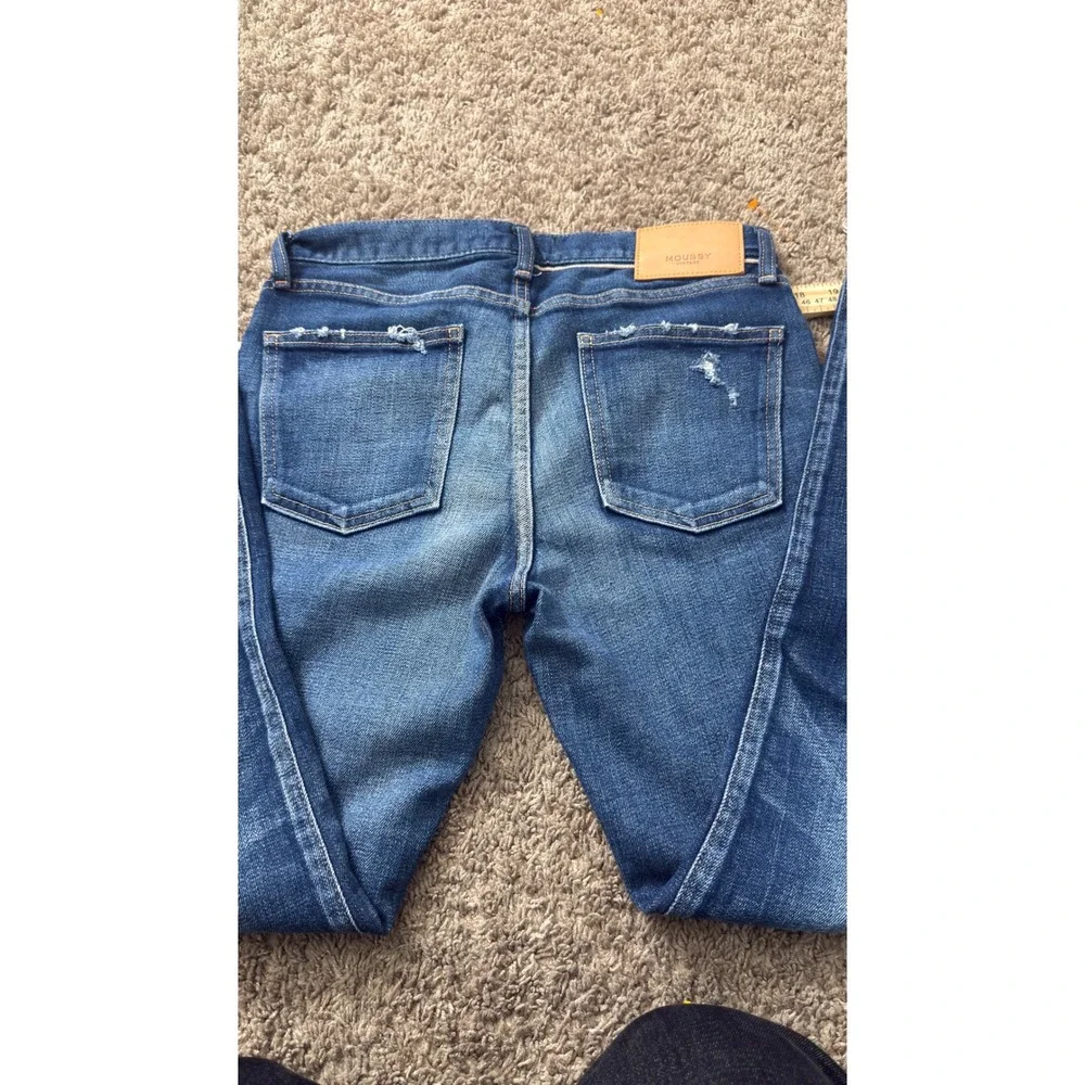 Moussy Vintage Womens Factory Distressed Slim Tapered Jeans Blue Size 27 - Picture 8 of 9